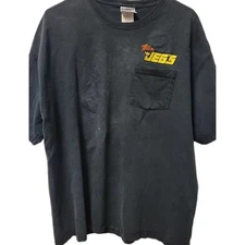 Team Jeg's Mens XL  Jerzees  Activewear  T-Shirt Black 100% Cotton Paint Stains