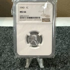 1943 Lincoln Steel Wheat Cent / Penny 1c - NGC MS66