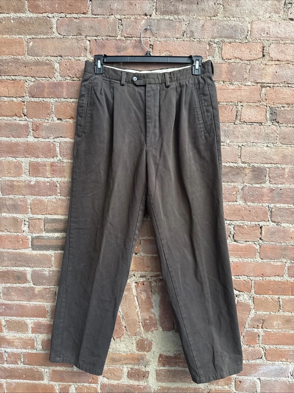 Giorgio Armani — Vintage Emporio Armani Mens Pants, Sz 50 IT, Brown Cotton Twill, Italy 80’s
