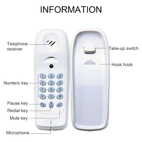 Corded Telephone Fixed Landline Phone for Kitchen Bedroom Wall/Desk Mount - Zdjęcie 17 z 20