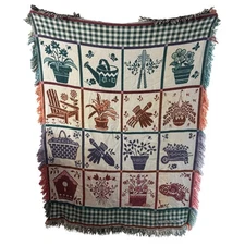 Vintage Crown Crafts Gardening Garden Flowers Plants Tapestry Blanket Throw