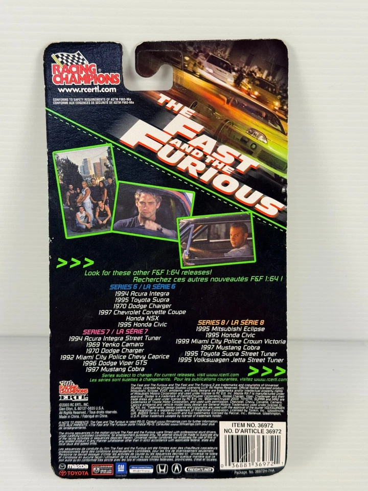 racing champions 1/64 fast & furious 1997 mustang cobra green NIB - Image 2 of 4