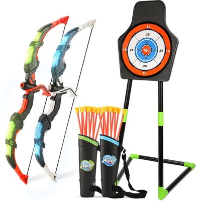 Bow and Arrow Set for Kids, 2-Pack LED Light Up Archery Set with 20 Suction C...