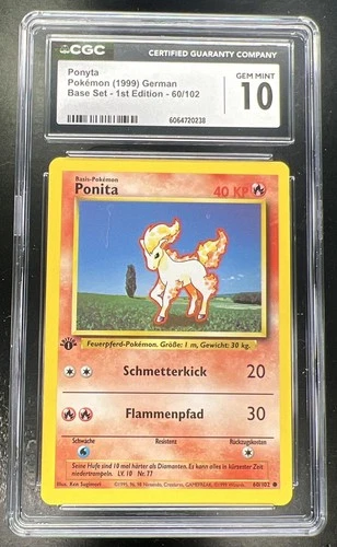 1999 Pokemon 1st Edition Base Set German #60/102 PONYTA CGC 10