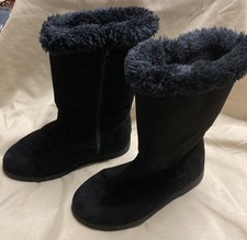 Cat  Jack Boots Kameryn Faux Fur Suede Black Zipper Shearling Size 2 Girls