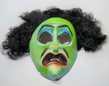 ✨VINTAGE✨ Ben Cooper Witch Hag Czarna Odkurzacz do włosów Plastikowa maska Halloween lata 80.