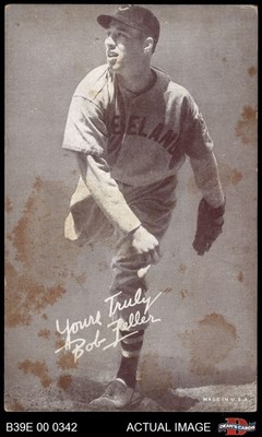 1939 Exhibits Salutations Bob Feller  Pitching Indians HOF VARIATION  1 - POOR