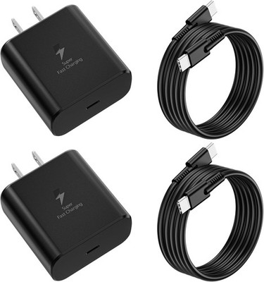 2-Pack 45W USB-C Fast Charger Block with 6ft Cables for Samsung Galaxy S24/S25