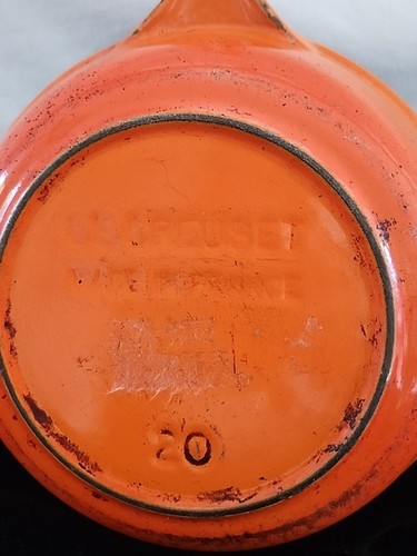 Vintage Orange Le Creuset #20 Cast Iron Enamel 7.5" Skillet Double Pour Spout - Picture 2 of 5