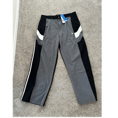 adidas Originals Women Colorblock Track Pants Size 14 Gray/Black/White JW7290