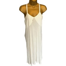 Vintage 70s White Slip Dress   100 Nylon Spaghetti Straps
