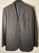 ERMENEGILDO ZEGNA Finest 15 MILMIL Wool Triofeo Stripe Charcoal Blazer-44R-Italy