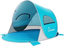 WolfWise Strandmuschel Pop Up Zelt UV Schutz 50+ 3-4 Personen Camping Zubeh&ouml;r