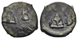 FITZ ANCIENT INDIA TAXILA CITY STATE LOCAL COINAGE 14mm 1 49g COPPER ±BAM871