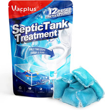 Septic Tank Treatment 12 Pcs for 1-Year Supply, Dissolvable Packs with Easy Oper