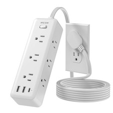 5 FT Extension Cord with 6 AC Outlets, 2 USB-A  1 USB-, Power Strip with Swi...