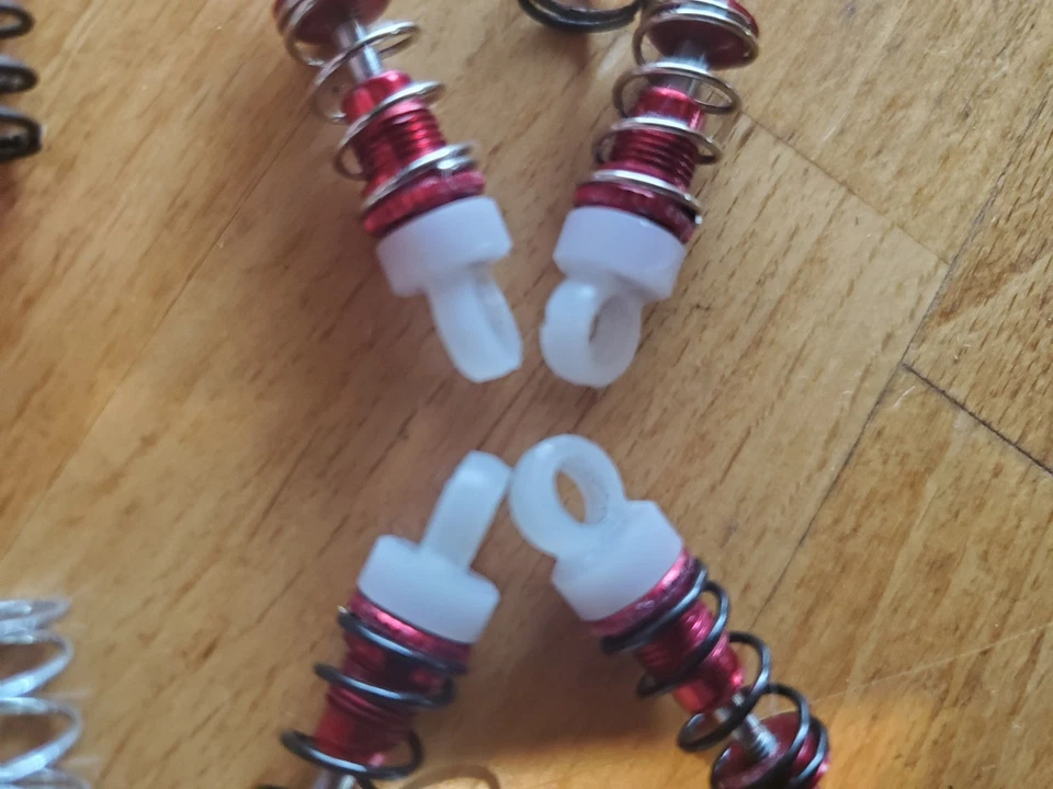 XRAY M18 Aluminum Threaded Shock Set (4) Red w/Option Springs Super Rare Nice  - Image 2 of 4