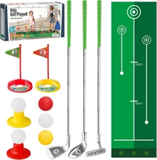 Toddler Golf Set, Retractable Toy Golf Clubs with Putting Mat & Storage Bag for 