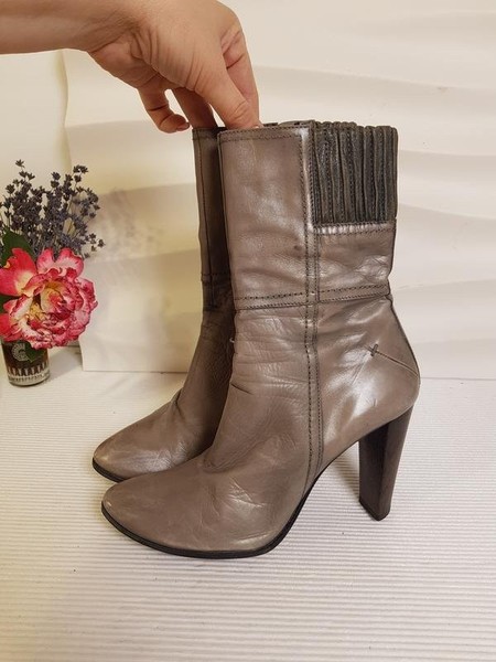 Women Costume National Boots Grey Leather 36.5