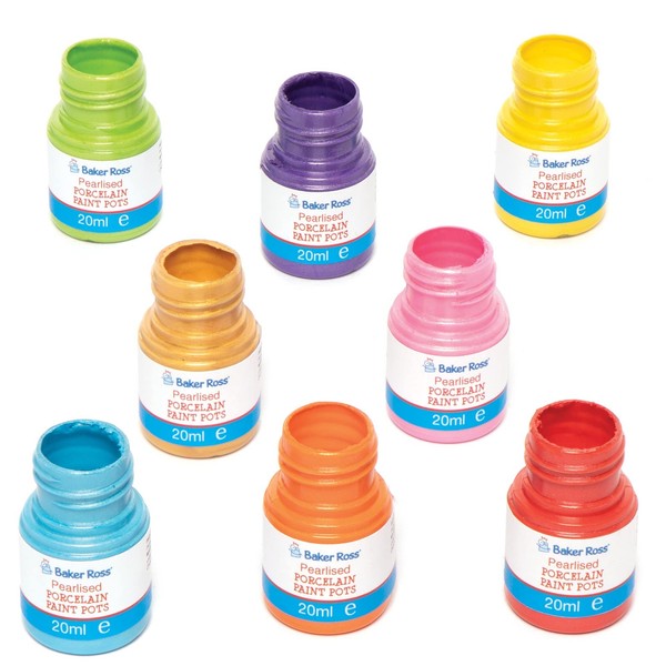 Baker Ross FE793 Perlglanz Porzellan FarbtöPfe 8Er Pack Keramikfarbe Kinder-image