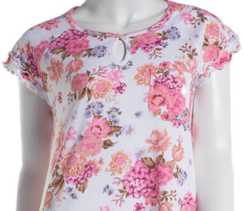 Nwt $48 Karen Neuburger Multicolor Flutter Sleeve RUFFLED Nightshirt Nightgown M - Picture 2 of 4