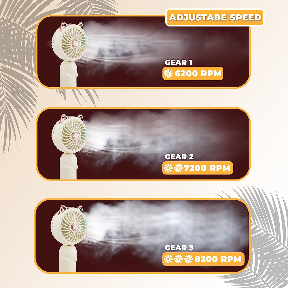 Portable Student Handheld Fan Cooler USB Rechargeable Fan Cat Ears Mini