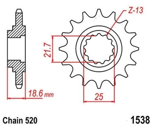 Pignon 15 dents contre l'usure de chaîne 520 de Kawasaki Z750S