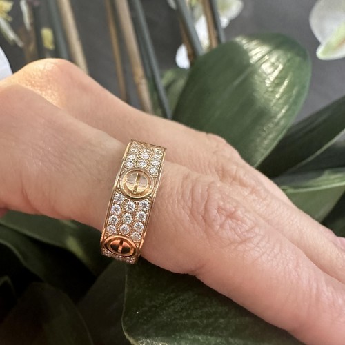 Cartier Love Ring Diamond-Paved 18k Rose Gold Size 55, 2023 Papers (X-199) - Picture 3 of 5