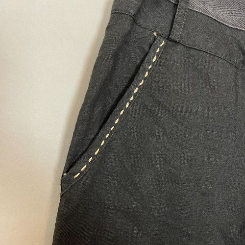 Pantalones Negros Lino Algodón Hebilla Cintura Talla 2 Tiro Bajo Recortado Patinador Informal - Imagen 9 de 13