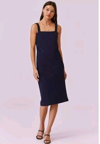 Finders Keepers Dress Size S Pencil Navy Blue Midi Cocktail Work Event