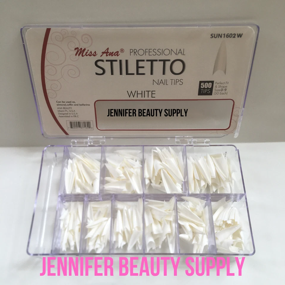 500 ШТ. ФРАНЦУЗСКИХ ФАЛЬШИВЫХ АКРИЛОВЫХ НОГТЕЙ STILETTO ДЛИННЫЕ НОГТИ ГРОБ - Изображение 3 из 4