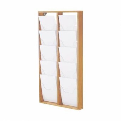 10 Taschen A4 Wandmontage Buchenholz Einkaufszentrum Laden Display