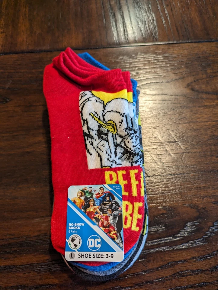 Par de calcetines DC Comics No Show 6 unidades niños jóvenes L/G (3-9) Foto 2 de 4