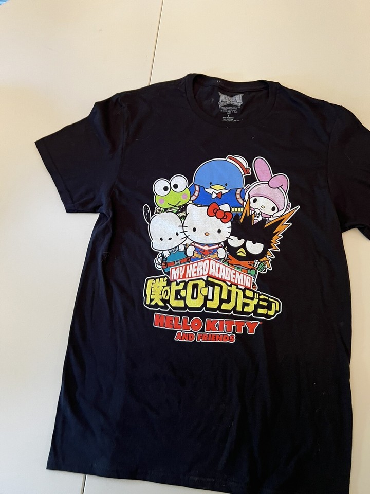 My Hero Academia Anime Hello Kitty And Friends Sanrio Black T-Shirt Size Small