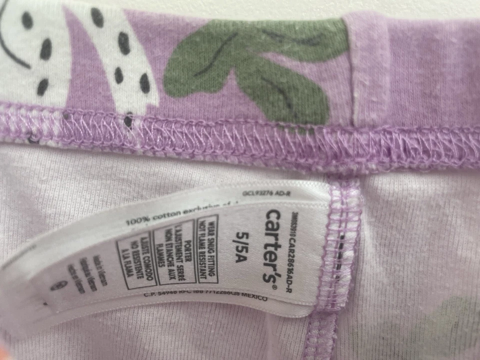 Carter's Kid Girl Cute Dogs Cats Reading Club 100% Cotton Long PJ Pants Purple 5 - Image 2 of 4