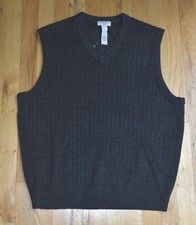 NEW   Men  s DOCKERS gray acrylic textured v-neck sleeveless vest L 