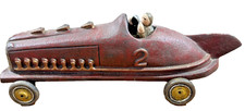 VINTAGE ANTIQUE CAST IRON TOY RACE CAR HUBLEY 2 With Driver