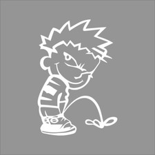Boy Peeing 1 Color Comical Window Wall Vinyl Decal Sticker Graphic