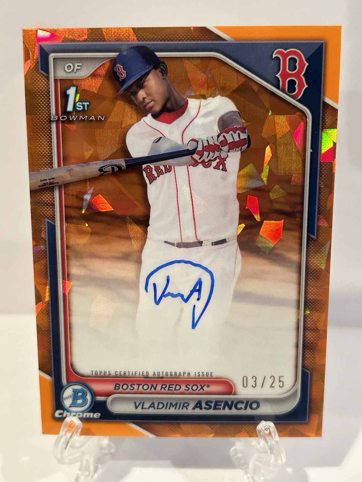 2024 Bowman Chrome Sapphire CSPA-VA Vladimir Asencio 1st Auto Orange /25 Red Sox