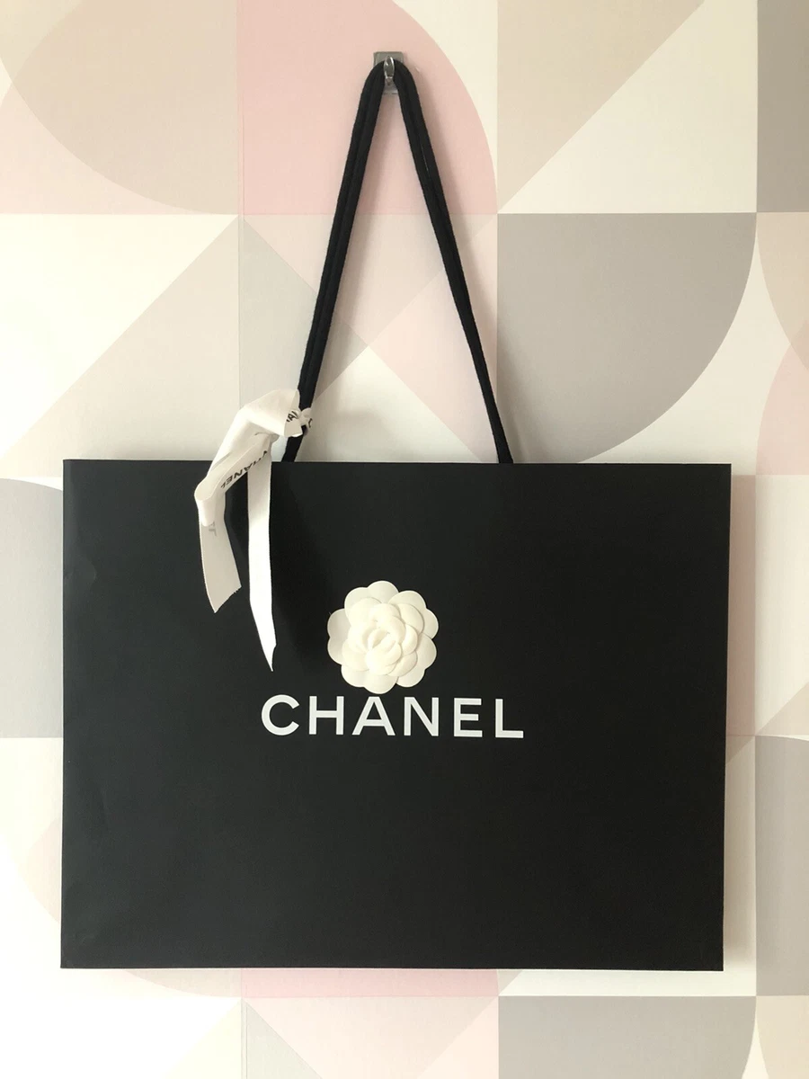 Chanel Empty Gift Bag With Camellia Flower, Ribbon, Medium, 43cm X 33 X  15cm