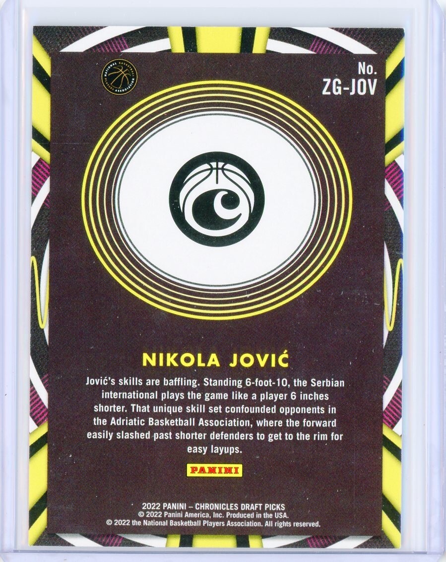 2022-23 Panini Chronicles Gamma Rays NIKOLA JOVIC Purple RC Rookie