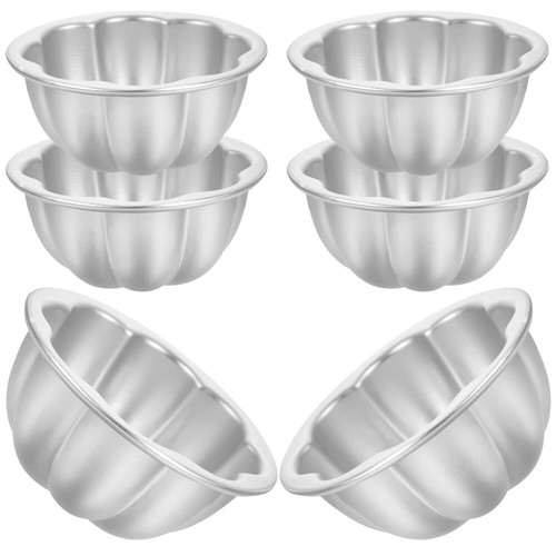 6 Pezzi Stampi per Torte Stampi in Silicone per Cottura Mini Flan Budino Singolo - Foto 3 di 12