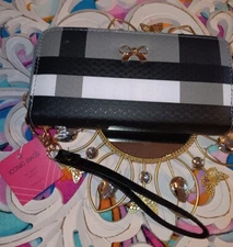 NEW! PLAID DOUBLE ZIP WALLET/WRISTLET