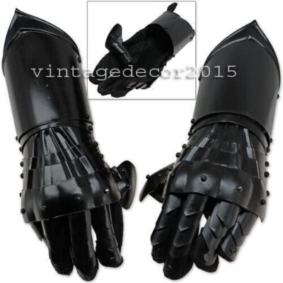Armor Medieval Gauntlets Larp Knight Black Gloves Hand Forged Gloves Warrior