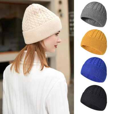 Women's and Men's Winter Beanies Loose Hat Knitted Soft and Warm Thick Cuff Hat