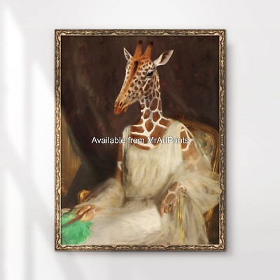Giraffe Gemälde Kunstdruck Poster Wandtiere verkleidet in Kleidung
