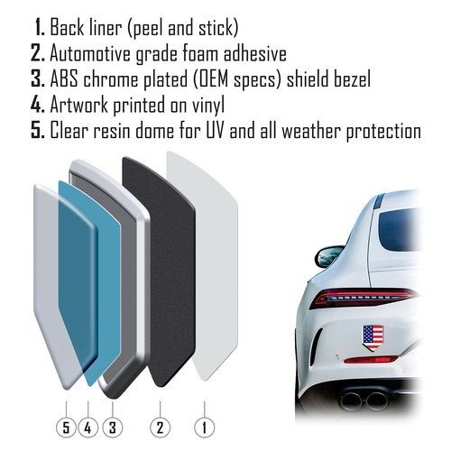 USA Pakistan American Pakistani Flag Car Chrome Emblem Decal Sticker adhesive - Imagen 2 de 2
