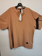 New Mens Scrub Top Med Adidas Medical Work Shirt Short Sleeve Khaki Tan