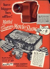1950 PAPER AD Mattel Toy Creations Super Movie Show Film Library Carrom Games