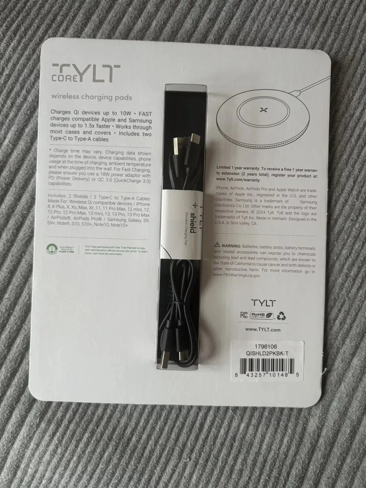 TYLT Shield 10W Slim Fastest TWO Pack Wireless Charging Pad NEW! - Image 2 of 2